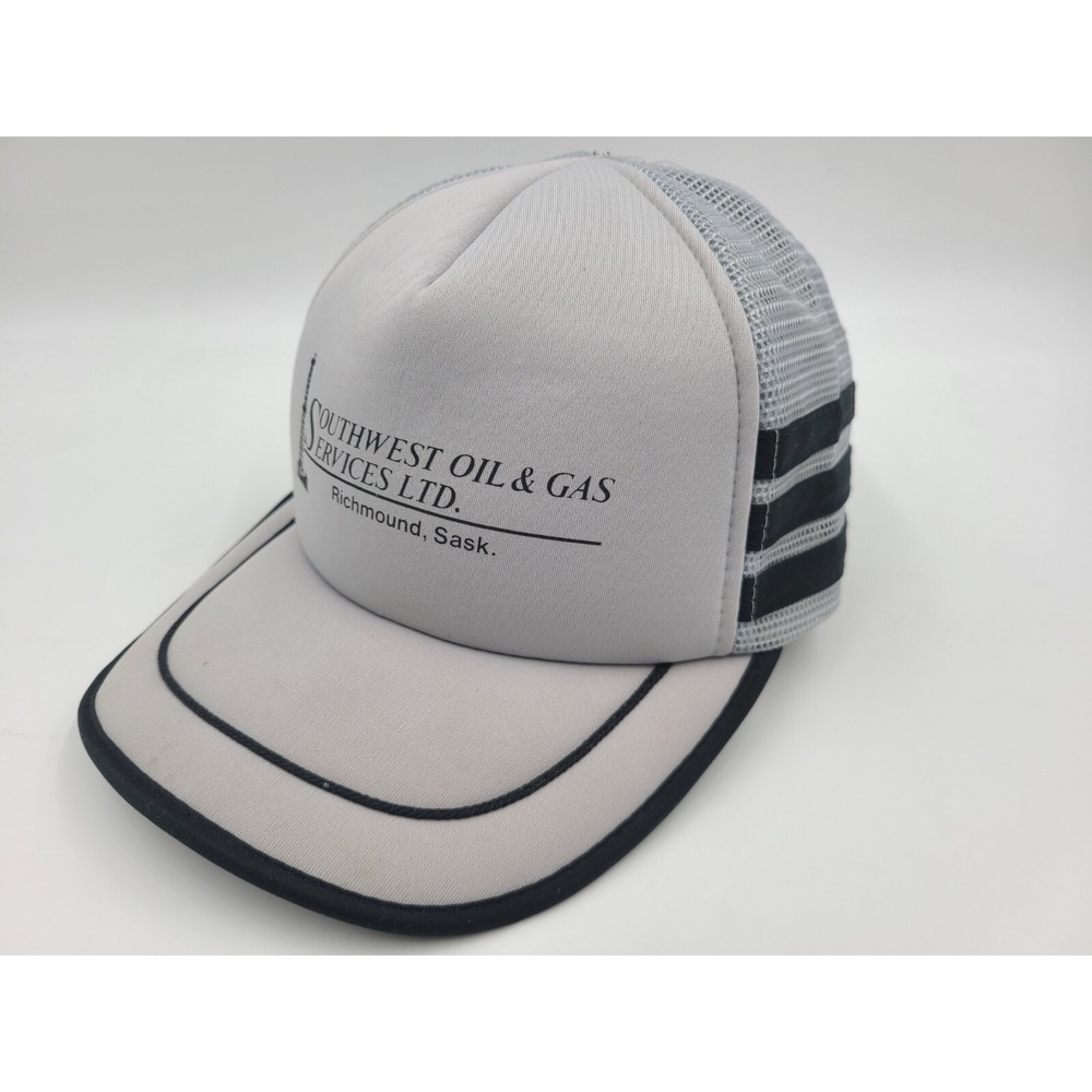Vintage Southwest Oil & Gas Services Ltd 3 Stripes Mesh Trucker Snapback Hat Cap